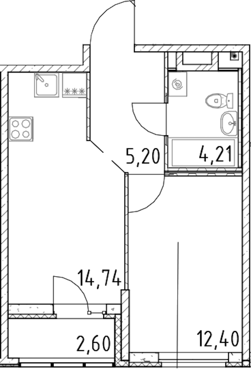 1-комнатная квартира 36.55 м², 3/23 эт., ЖК «Город Первых»